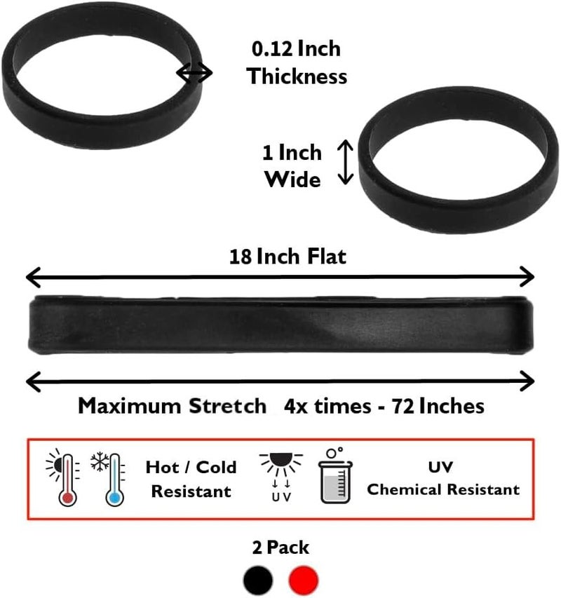 GRIFITI Band Joes 18" x 1", 36" Circumference, 11.46" Diameter 2 Pack Insanely Stretchy Jumbo Outdoors Large Rubberbands Size Giant Office, Art, Cooking, Trash Bin Bands, Exercise, Notebook, Bag Wraps, Big Long Siliconebands Rubber Colorful Elastic Bander - Image 2